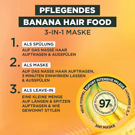 Pflegendes Banana Hair Food 3in1 Haarmaske GARNIER FRUCTIS