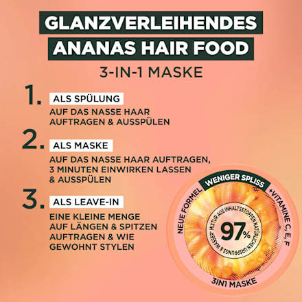 Glanzverleihende Ananas Hair Food Maske GARNIER FRUCTIS