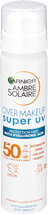 opalovací pleťový sprej Over Makeup super uv SPF50 GARNIER AMBRE SOLAIRE