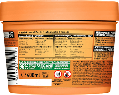 Haarkur Papaya Hair Food 3in1 Maske  GARNIER FRUCTIS