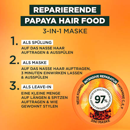 Haarkur Papaya Hair Food 3in1 Maske  GARNIER FRUCTIS