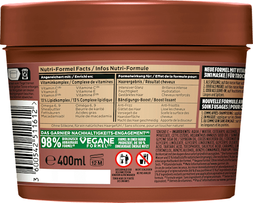 Haarkur Macadamia Hair Food 3in1 Maske GARNIER FRUCTIS