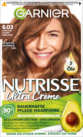 Haarfarbe Ultra Creme 6.03 Natürliches Goldenes Dunkelblond  GARNIER NUTRISSE