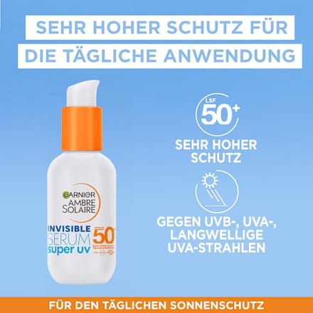 Sonnenfluid Gesicht super UV invisible Serum LSF 50+ Garnier Ambre Solaire