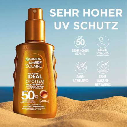 Sonnenspray Ideal Bronze Milk-in Spray LSF 50 Garnier Ambre Solaire