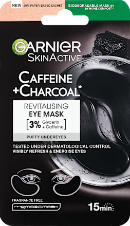 Patch occhi in tessuto SKINACTIVE rivitalizzanti caffeina e carbone GARNIER SKIN ACTIVE
