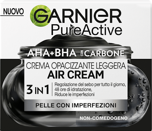 Crema gel PureActive opacizzante leggera con carbone e AHA+BHA GARNIER PureActive
