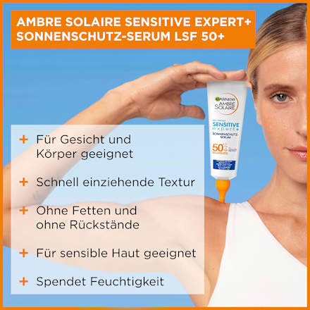 Sonnenmilch Serum sensitive expert+, LSF 50+ Garnier Ambre Solaire