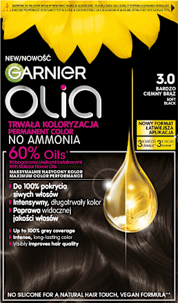 Farba do włosów miękka czerń 3.0 GARNIER olia