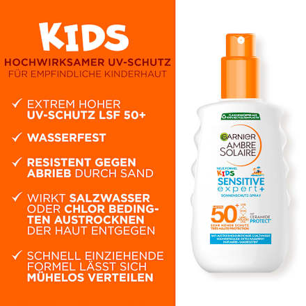 Sonnenspray Kids sensitive expert+, LSF 50+ Garnier Ambre Solaire