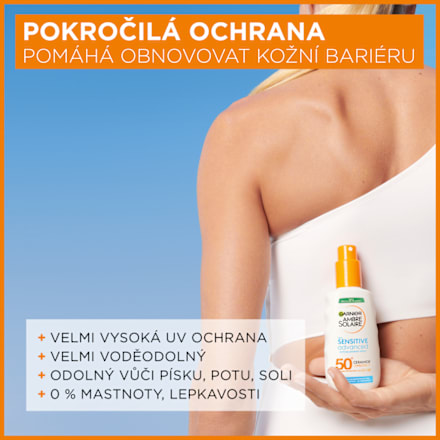 opalovací péče ve spreji Sensitive Advanced OF50+ GARNIER AMBRE SOLAIRE