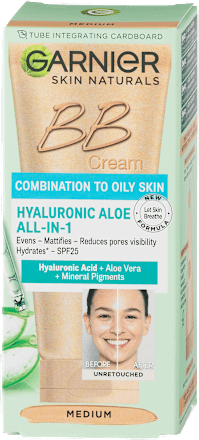 Dnevna BB krema Hyaluronic Aloe All-in-One, medium, ZF 25 GARNIER SKIN NATURALS