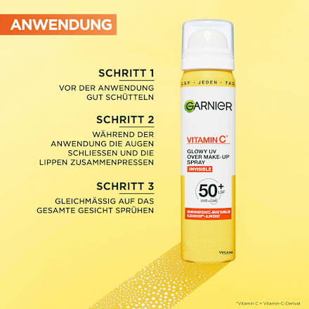 Vitamin C Glowy UV Over Make up Spray LSF 50+ Garnier Skin Active