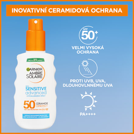 opalovací péče ve spreji Sensitive Advanced OF50+ GARNIER AMBRE SOLAIRE