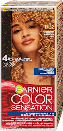 Tartós hajfesték, mézszőke, kiszőkítő nélkül HL2, sötétbarna hajra GARNIER Color Sensation
