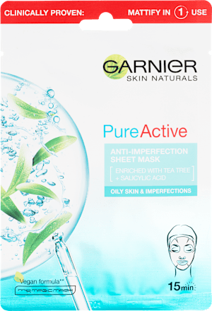 Pure Active mască șervețel anti-imperfecțiuni și hidratare GARNIER SKIN NATURALS