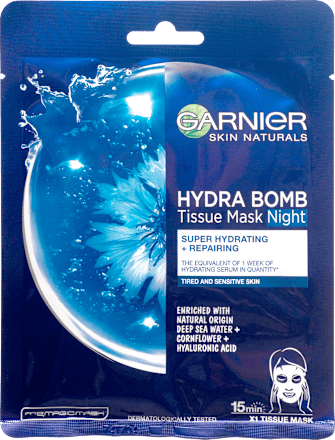 Moisture Bomb maska za lice u maramici za noć GARNIER SKIN NATURALS