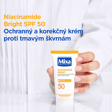 Ochranný krém proti tmavým škvrnám Niacinamide Bright Protecting & Correcting SPF 50 Mixa