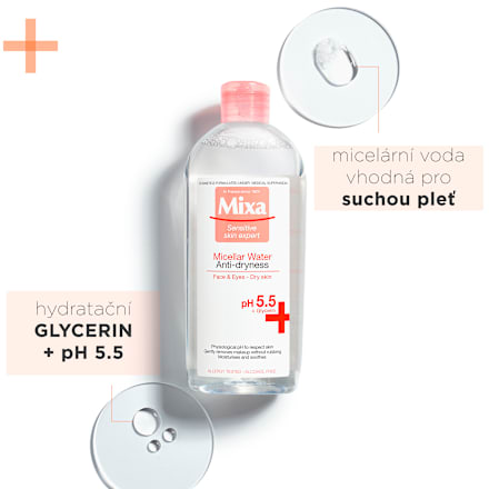 micelární voda proti vysušování pleti Mixa