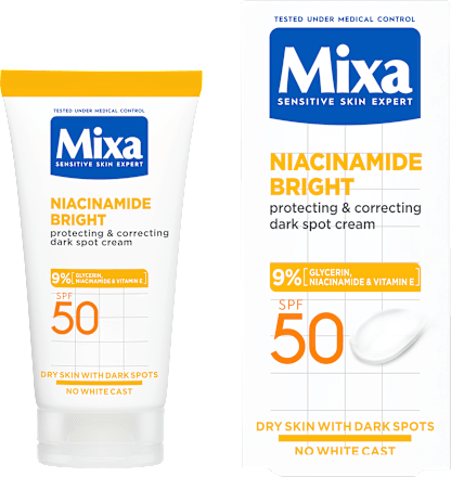 NIACINAMIDE BRIGHT višenamenska krema protiv tamnih fleka, SPF 50 Mixa