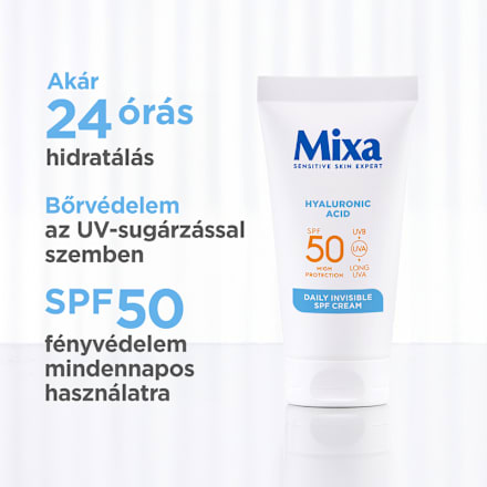 Nappali arckrém hyaluronsavval, protecting, spf50 Mixa