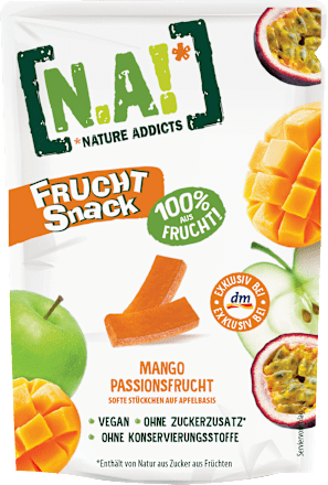 Fruchtsnack, Mango Passionsfrucht, Softe Stückchen auf Apfelbasis N.A!