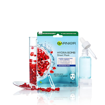 Hydratačná textilná pleťová maska Hydra Bomb s granátovým jablkom GARNIER SKIN NATURALS