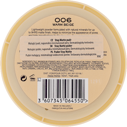 PUDER STAY MATTE 006  RIMMEL LONDON