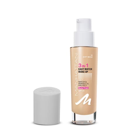 Foundation 3in1 Easy Match Soft Beige 34, LSF 20 MANHATTAN Cosmetics