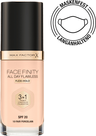 Foundation Face Finity All Day Flawless 3in1 Fair Porcelain 10, LSF 20 MAX FACTOR