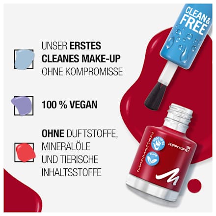 Nagellack Clean & Free 156 Poppy Pop Red MANHATTAN Cosmetics