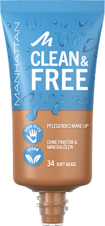 Foundation Clean & Free Skin Tint Soft Beige 34  MANHATTAN Cosmetics