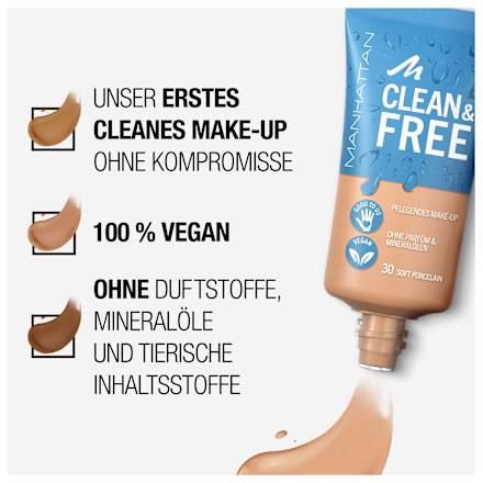 Foundation Clean & Free Skin Tint Soft Porcelain 30 MANHATTAN Cosmetics
