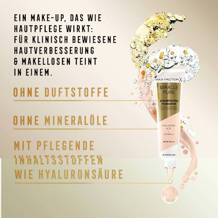 Foundation Miracle Pure Natural 50 Rose, LSF 30 MAX FACTOR