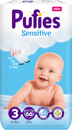 Sensitive pelene za bebe - veličina 3, (6-10 kg) Pufies