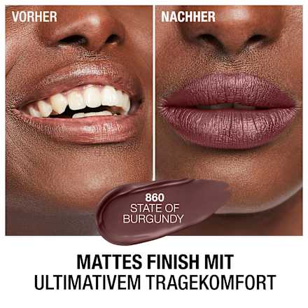 Lippenstift Liquid Lasting Perfection Mega Matte 860 State Of Burgundy MANHATTAN Cosmetics