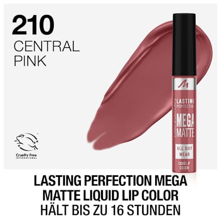 Lippenstift Liquid Lasting Perfection Mega Matte 210 Central Pink MANHATTAN Cosmetics