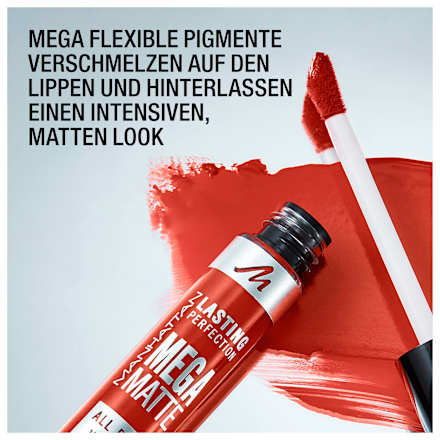 Lippenstift Liquid Lasting Perfection Mega Matte 920 Scarlet Flames MANHATTAN Cosmetics
