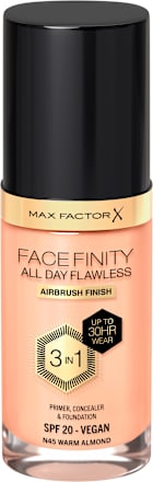 FACE FINITY ALL DAY FLAWLESS 3IN1 tečni puder - N45 Warm Almond, SPF20 MAX FACTOR