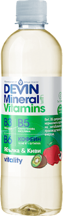 Вода с витамини и минерали vitality с ябълка и киви DEVIN