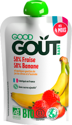 BIO ovocný příkrm v sáčku jahoda a banán Good Gout
