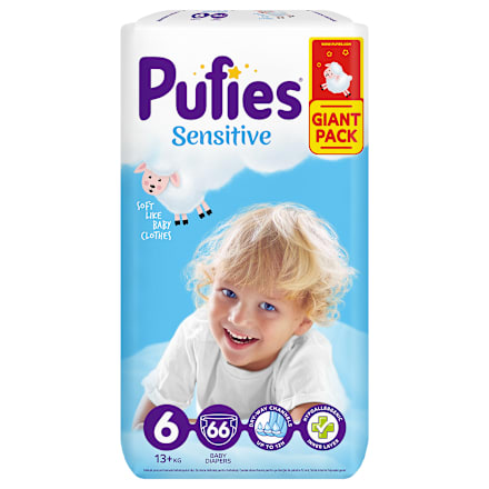 Sensitive pelene za bebe - veličina 3, (6-10 kg) Pufies