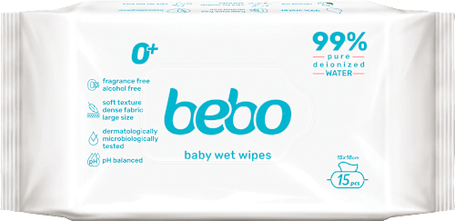 Влажни кърпички с 99% вода (0+ месеца) bebo
