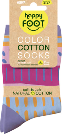 Памучни чорапи, размер 39-42, лилави happy FOOTtopia