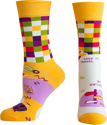 Памучни чорапи Love To Travel, размер 35-38, различни цветове/мотиви happy FOOTtopia