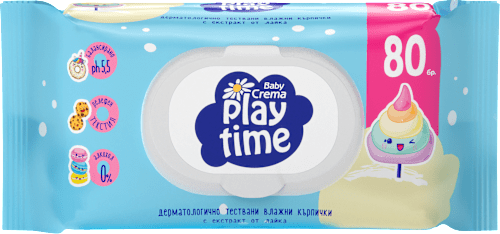 Влажни кърпи с екстракт от лайка, различни цветове/мотиви Baby Crema play time