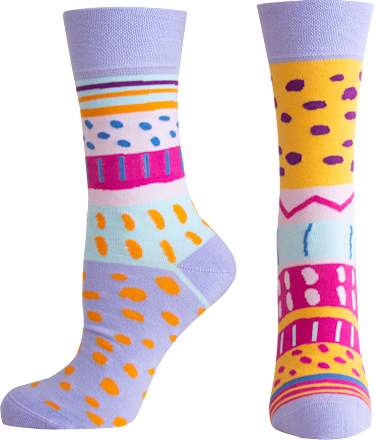 Памучни чорапи, размер 35-38, лилави happy FOOTtopia