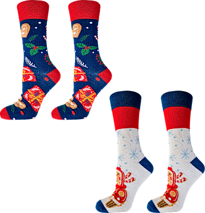 Kоледни чорапи, червена декорация, размер 43-46 happy FOOTtopia