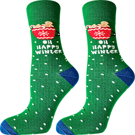 Коледни чорапи с чаша, зелени, размер 39-42 happy FOOTtopia