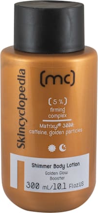 Блестящ лосион за тяло с 5% стягащ комплекс с кофеин, сквалан и златисти частици Skincyclopedia